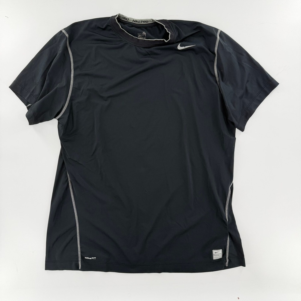 Nike Compression Shirt Pro Team 2000s Era Mens XL Black Athletic Training Top
